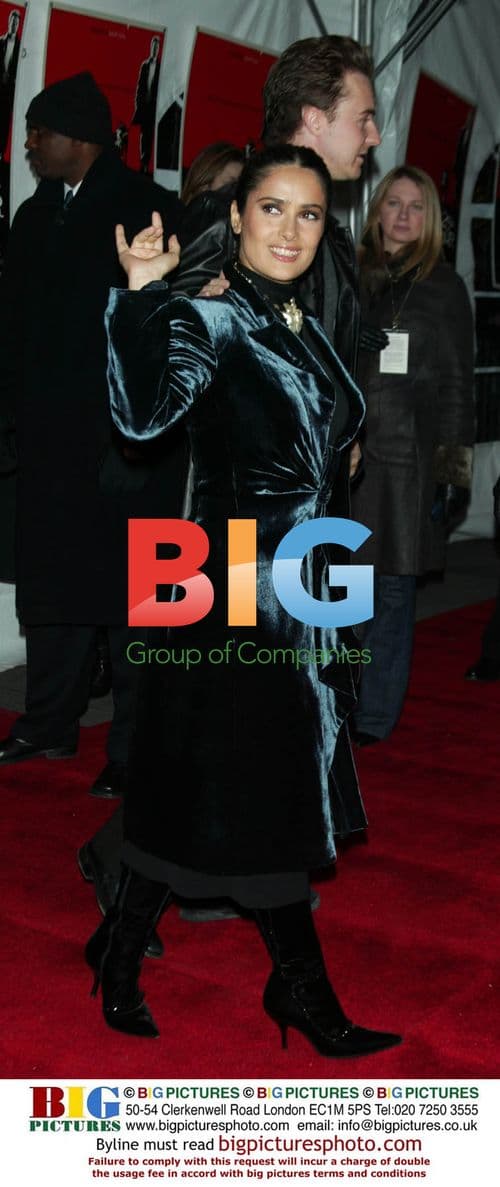 Salma Hayek and Edward Norton at '25th Hour' premiere