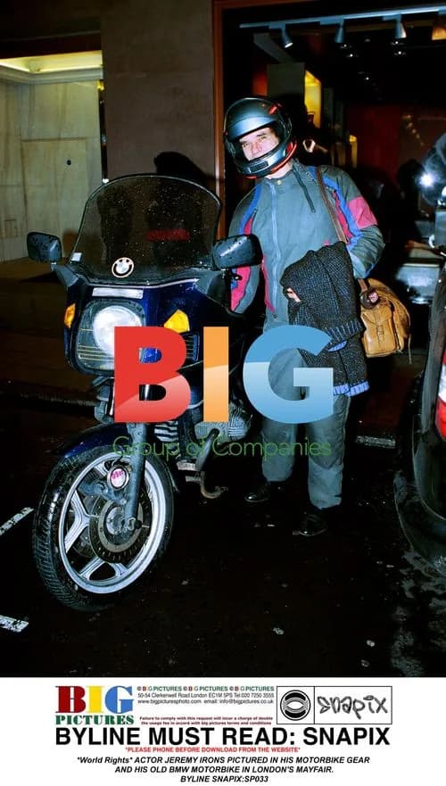 Jeremy Irons in Motorbike Gear with Old BMW Bike