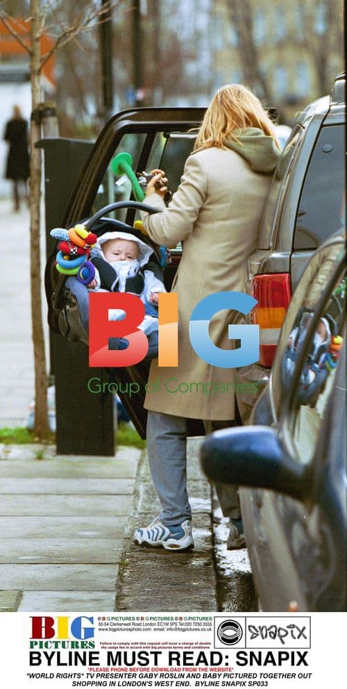 TV Presenter Gaby Roslin Out Shopping with Baby