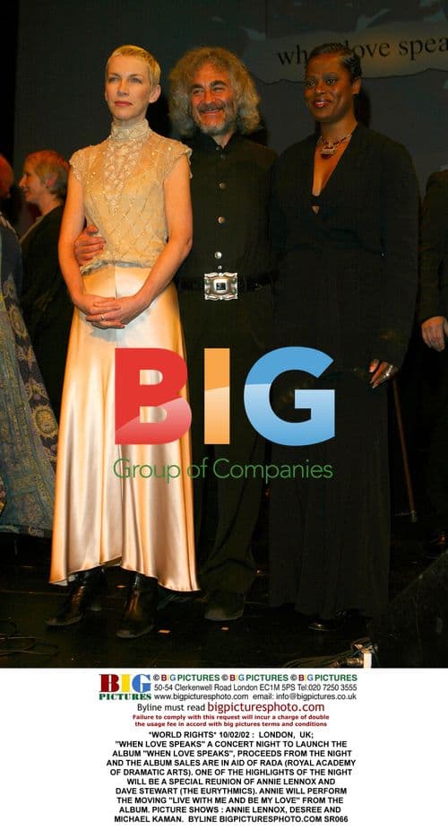 Annie Lennox, Desree and Michael Kaman at "When Love Speaks" Concert