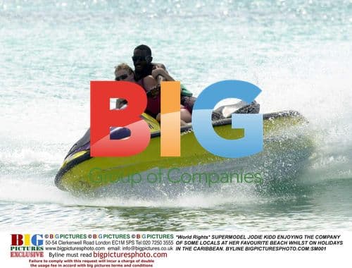 Supermodel Jodie Kidd enjoys Caribbean beach