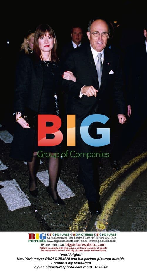 Rudi Guiliani and partner outside London's Ivy