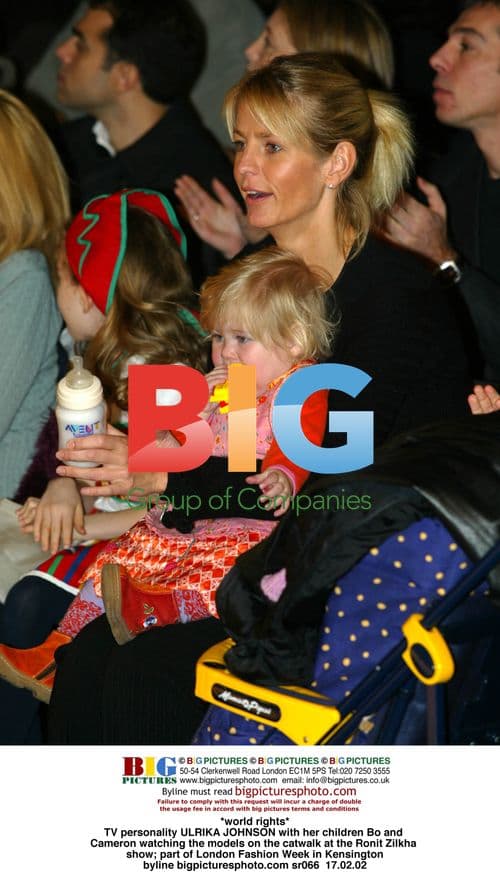 Ulrika Johnson and children at London Fashion Week