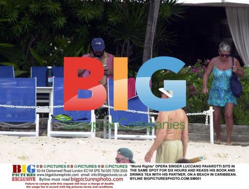 Pavarotti Relaxes on Caribbean Beach