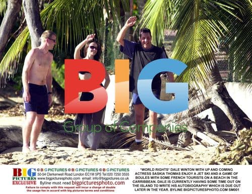 Dale Winton and Saskia Thomas on Caribbean beach