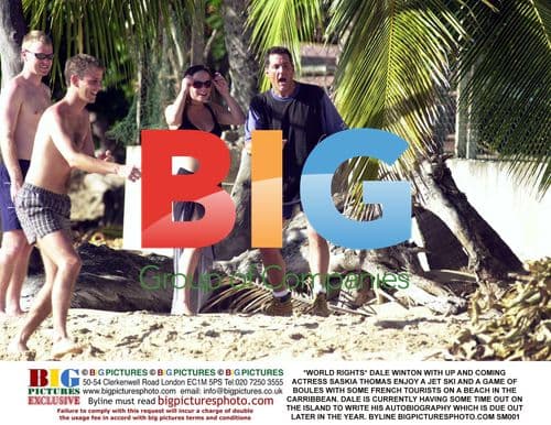 Dale Winton and Saskia Thomas on Caribbean beach