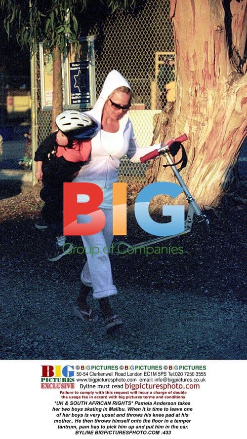 Pamela Anderson and sons skating in Malibu