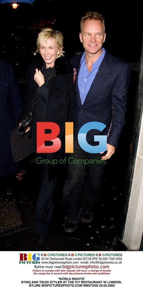 Sting and Trudi Styler at the Ivy Restaurant