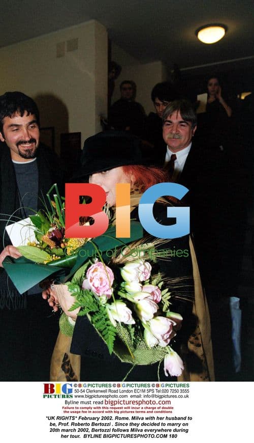 Milva with fiance Prof. Roberto Bertozzi in Rome