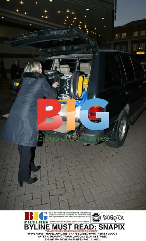 Model Jordan's car loaded with baby goods