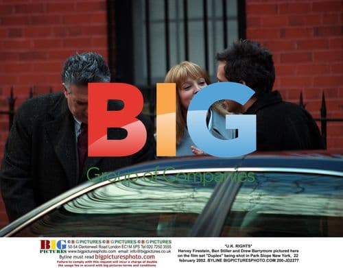 Harvey Firestein, Ben Stiller and Drew Barrymore on Duplex set