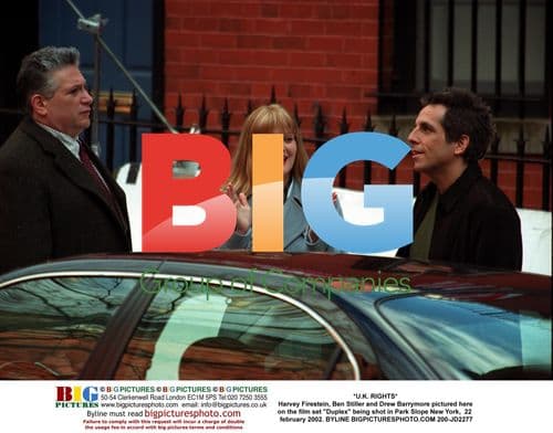 Harvey Firestein, Ben Stiller, Drew Barrymore on Duplex film set