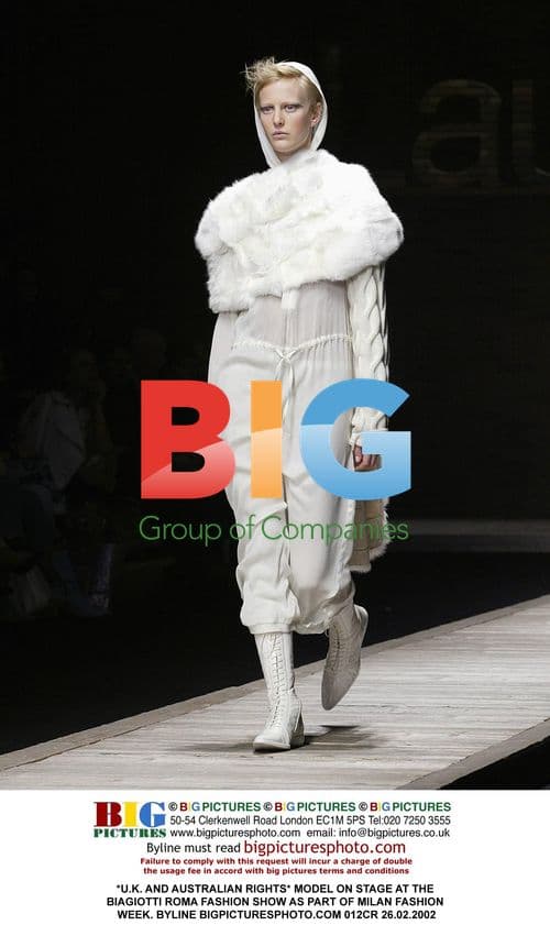 Model on stage at Biagiotti Roma fashion show