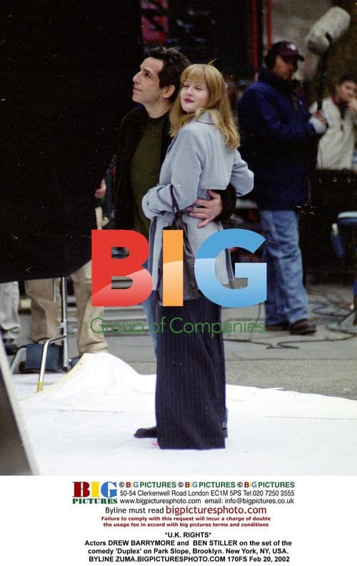 Drew Barrymore and Ben Stiller on 'Duplex' set
