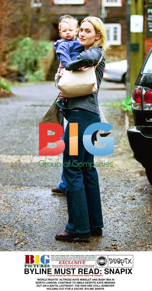 Kate Winslet and baby Mia in North London