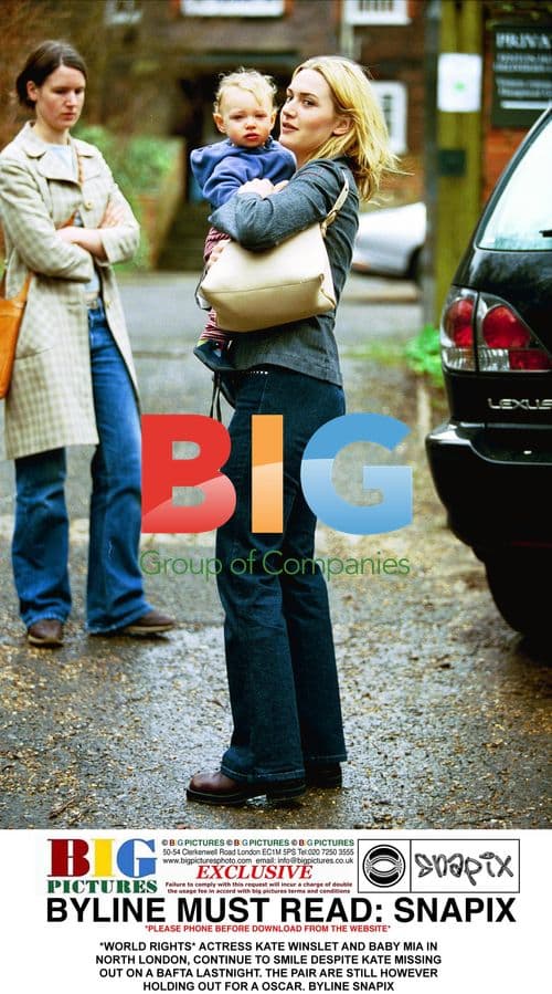 Kate Winslet and baby Mia in North London