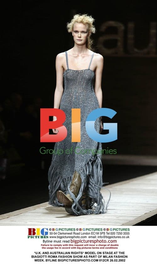 Model on stage at Biagiotti Roma fashion show