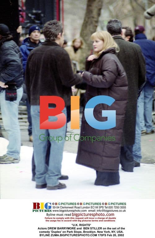 Drew Barrymore and Ben Stiller on 'Duplex' set