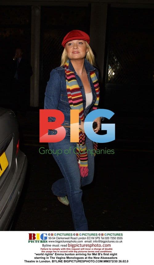 Emma Bunton arrives for Mel B's Vagina Monologues