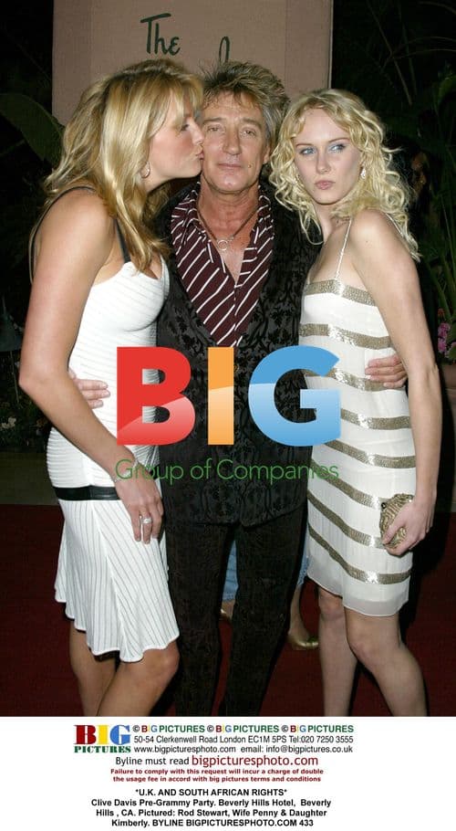 Rod Stewart with Wife and Daughter at Clive Davis Event