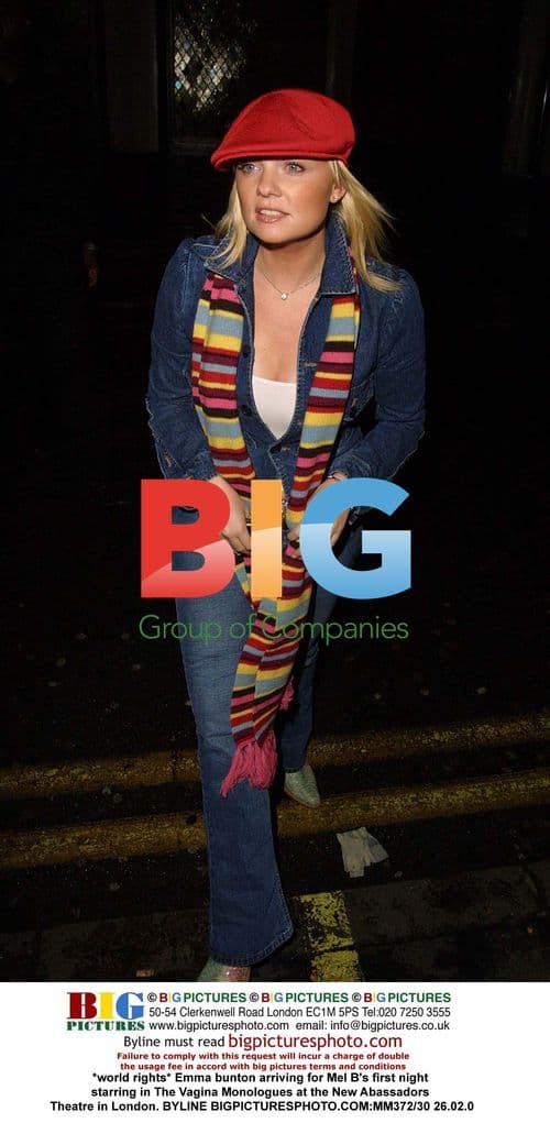 Emma Bunton arrives for Mel B's Vagina Monologues