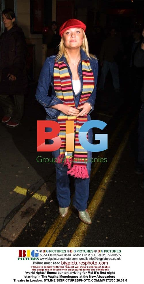 Emma Bunton arrives for Mel B's The Vagina Monologues