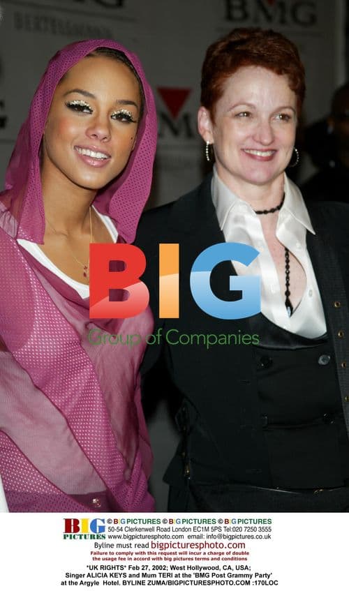 Alicia Keys and mom at BMG Post Grammy Party