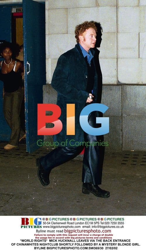 Mick Hucknall Leaves Chinawhites with Blonde