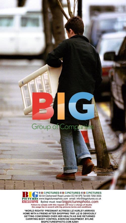 Pregnant Liz Hurley Arrives Home After Shopping