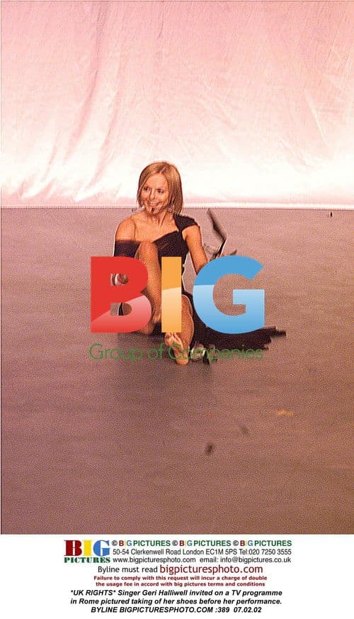 Geri Halliwell takes off shoes before TV appearance in Rome