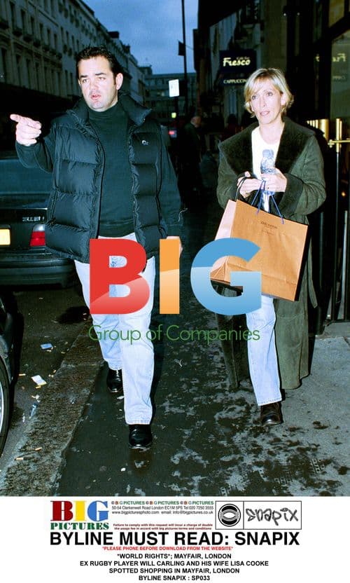 Will Carling and wife Lisa Cooke shopping in Mayfair