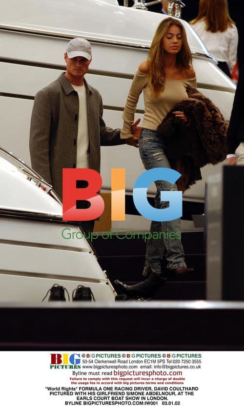 David Coulthard and Simone Abdelnour at Earls Court Boat Show