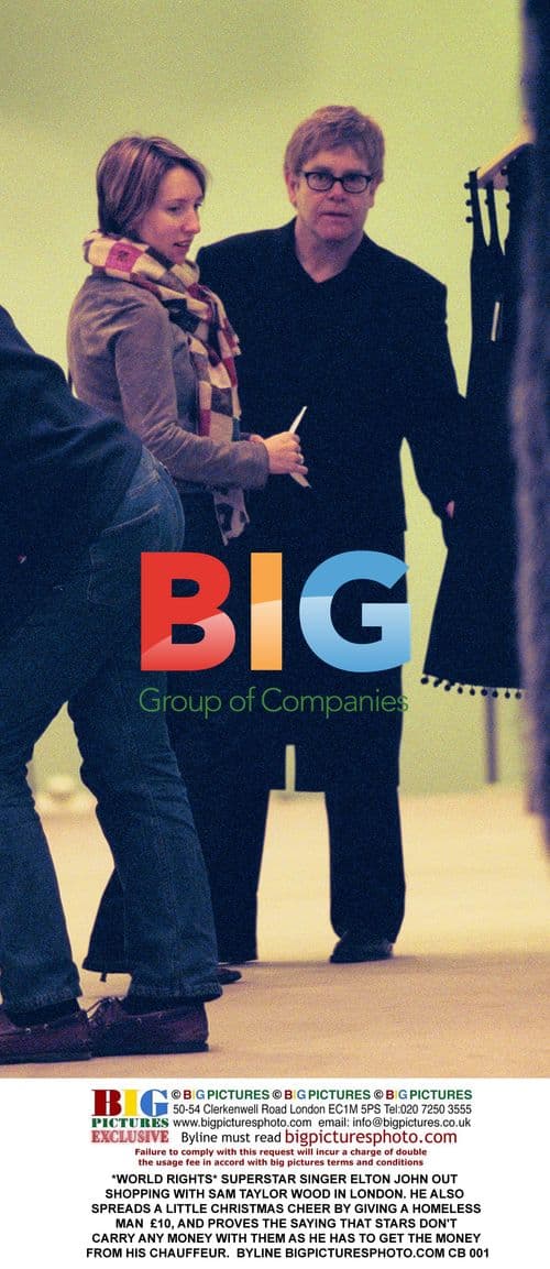 Elton John out shopping with Sam Taylor Wood