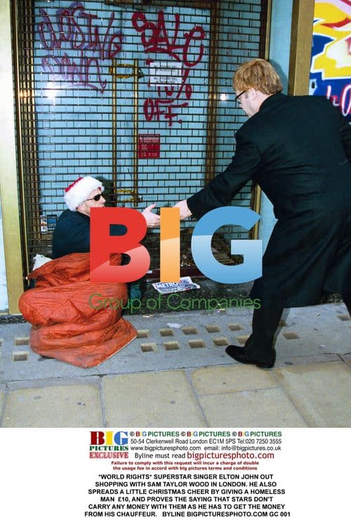 Elton John Shopping in London with Sam Taylor Wood