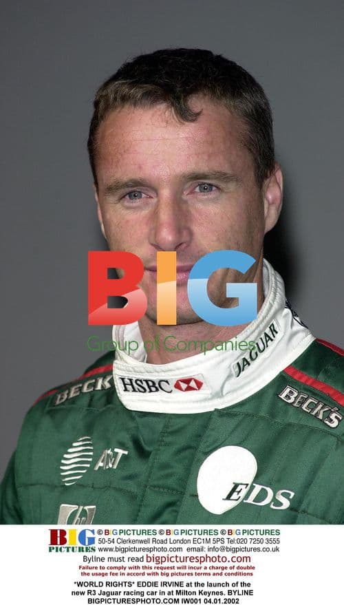 EDDIE IRVINE at Jaguar R3 racing car launch