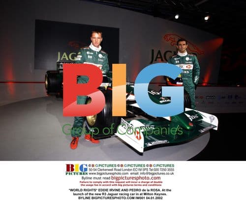 Eddie Irvine and Pedro de la Rosa at Jaguar R3 launch