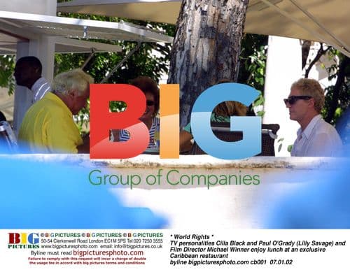 Cilla Black, Paul O'Grady and Michael Winner at Caribbean Lunch