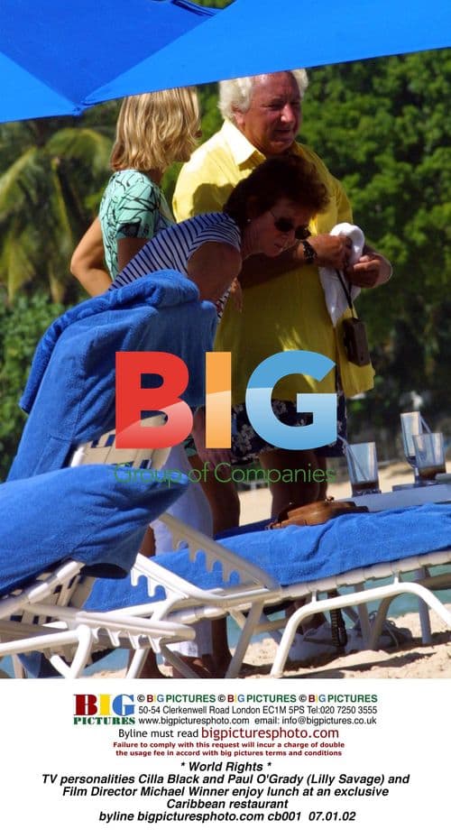 Cilla Black, Paul O'Grady, and Michael Winner Lunch in Caribbean