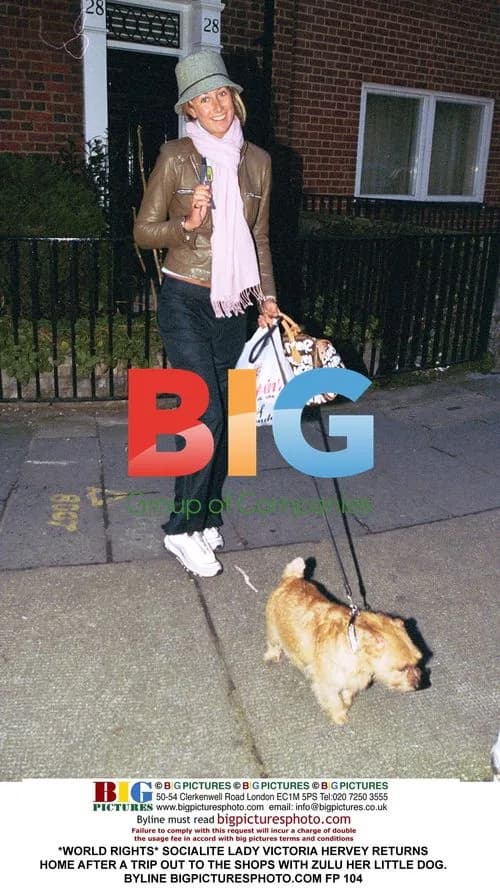 Lady Victoria Hervey out with dog Zulu