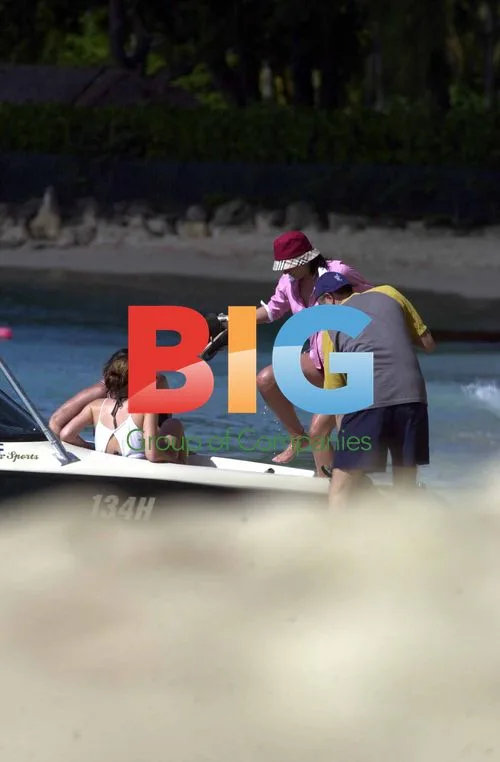 Martine McCutcheon at the beach in Barbados