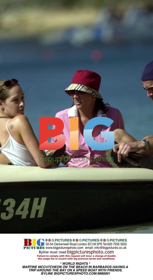 Martine McCutcheon on Speed Boat in Barbados