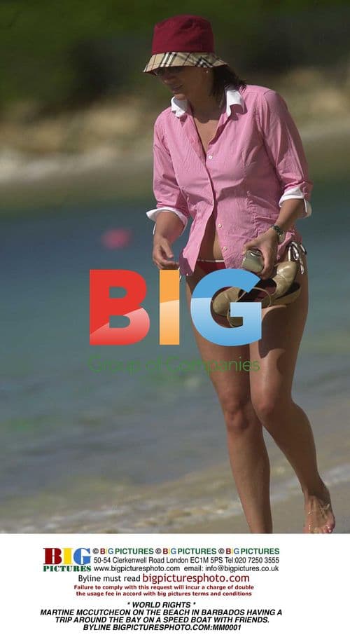 Martine McCutcheon on a boat in Barbados