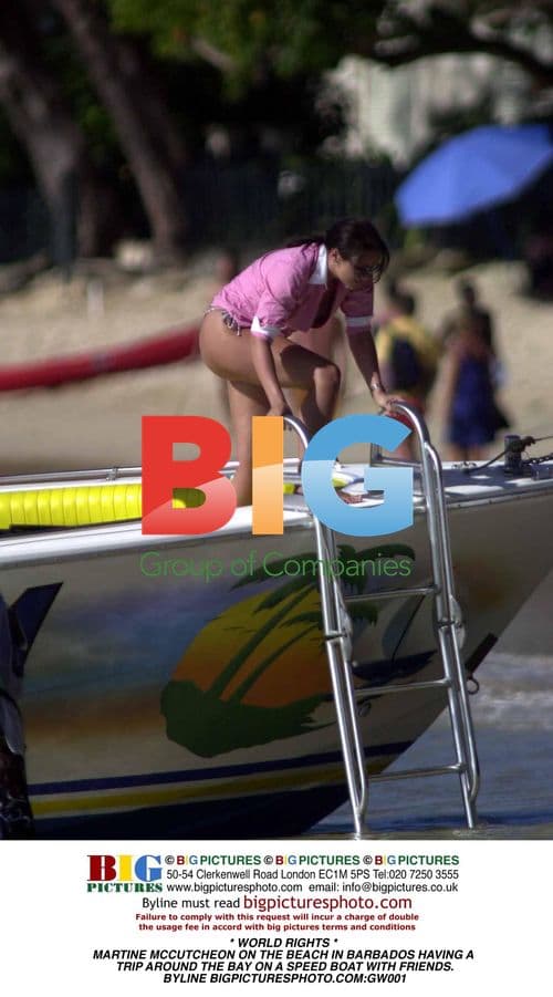Martine McCutcheon on Boat in Barbados
