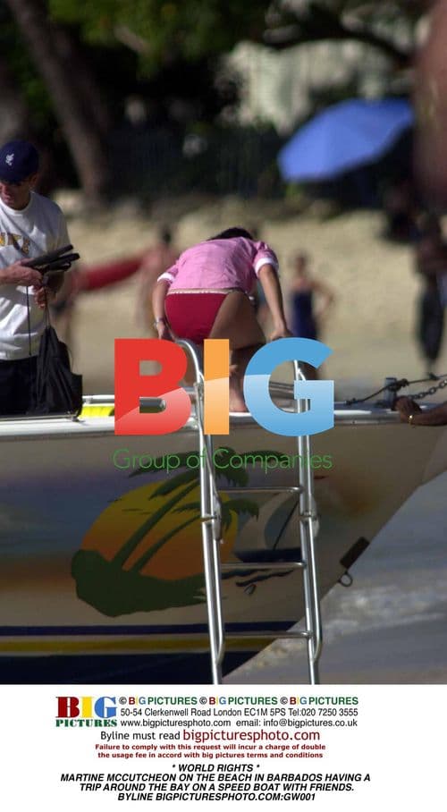 Martine McCutcheon Boating in Barbados