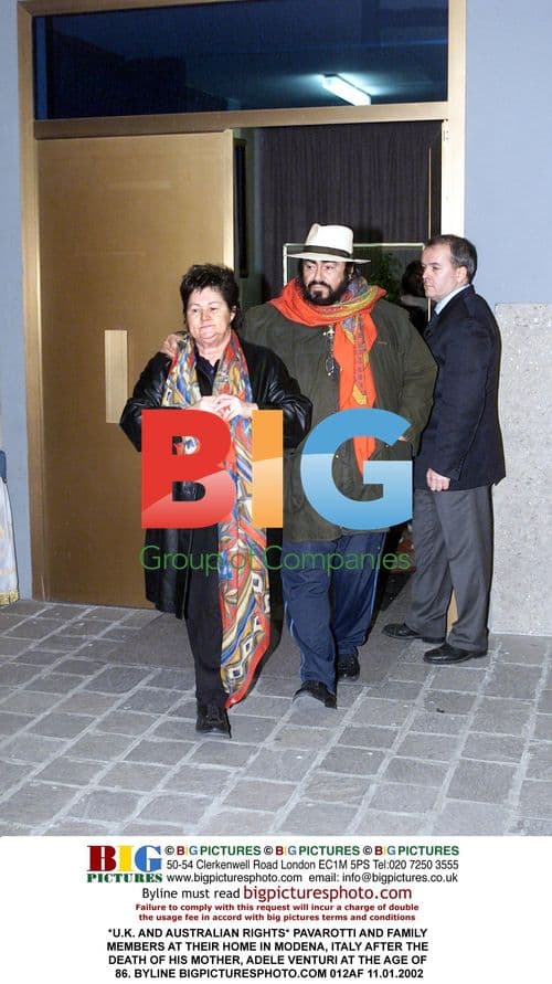 Pavarotti and Family at Home After Mother's Death