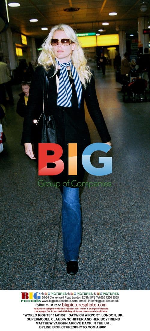 Claudia Schiffer and Matthew Vaughn at Gatwick Airport