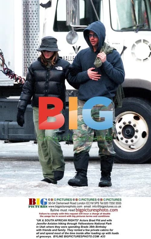 Brad Pitt and Jennifer Aniston Hiking in Yellowstone