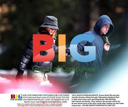 Brad Pitt and Jennifer Aniston Hiking in Yellowstone