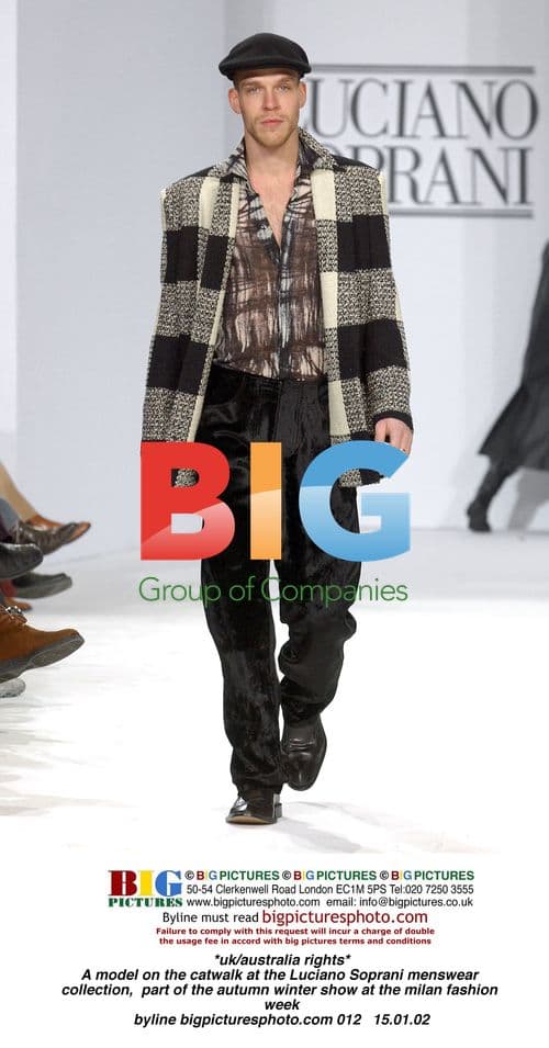 Model on Catwalk at Luciano Soprani Menswear Show