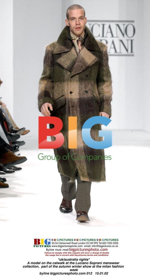 Model on Catwalk at Luciano Soprani Menswear Show